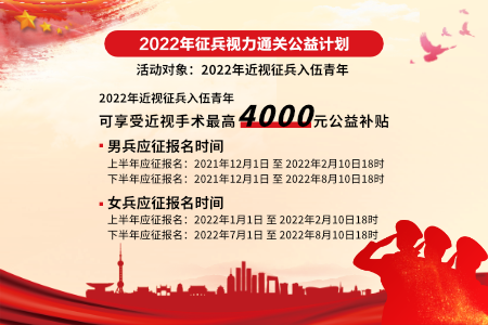 2022年近視征兵入伍手術(shù)公益補貼公告！